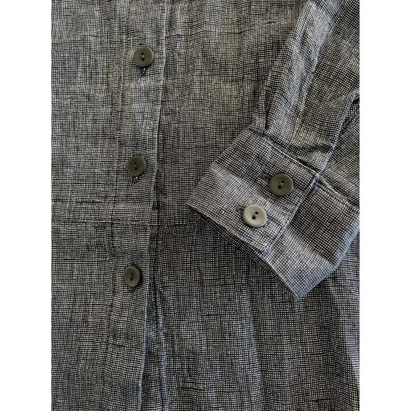 FLAX Metallic McQueen Linen Blend Button Up Shirt Shacket Blue Small‎ $169 - Picture 6 of 11